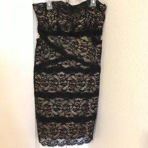 Black and Tan Lace Bebe Dress